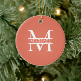 Gepersonaliseerde Elegant Terracotta Monogram en N Keramisch Ornament