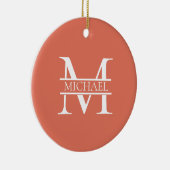 Gepersonaliseerde Elegant Terracotta Monogram en N Keramisch Ornament (Rechts)
