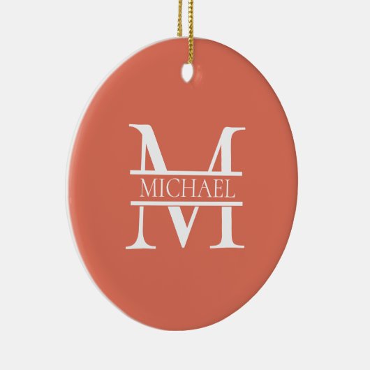 Gepersonaliseerde Elegant Terracotta Monogram en N Keramisch Ornament (Rechts)