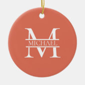 Gepersonaliseerde Elegant Terracotta Monogram en N Keramisch Ornament (Voorkant)