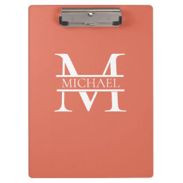 Gepersonaliseerde Elegant Terracotta Monogram en N Klembord