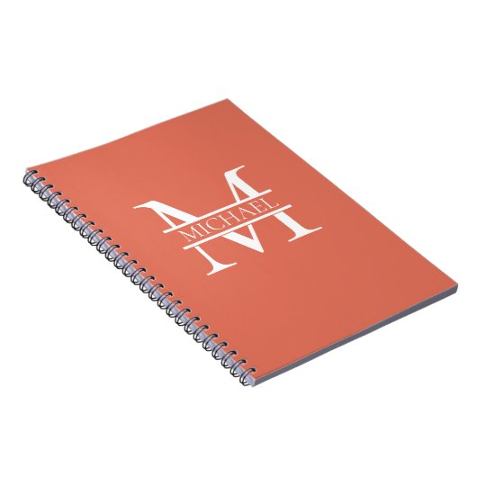Gepersonaliseerde Elegant Terracotta Monogram en N Notitieboek (Rechterzijde)