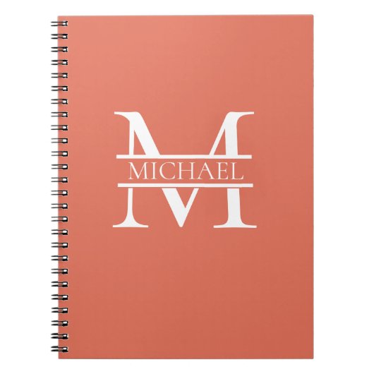 Gepersonaliseerde Elegant Terracotta Monogram en N Notitieboek (Voorkant)