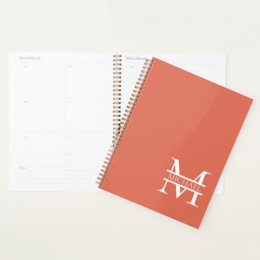 Gepersonaliseerde Elegant Terracotta Monogram en N Planner (Display)