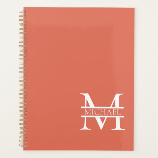 Gepersonaliseerde Elegant Terracotta Monogram en N Planner (Voorkant)