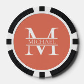 Gepersonaliseerde Elegant Terracotta Monogram en N Poker Chips (Voorkant)
