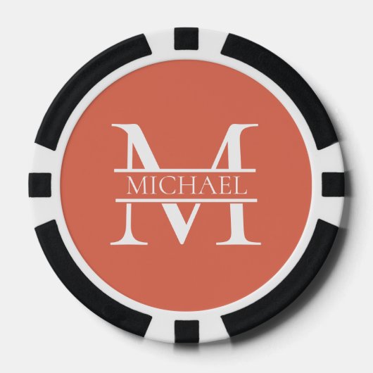 Gepersonaliseerde Elegant Terracotta Monogram en N Poker Chips (Voorkant)