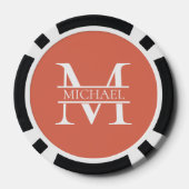 Gepersonaliseerde Elegant Terracotta Monogram en N Poker Chips (Achterkant)