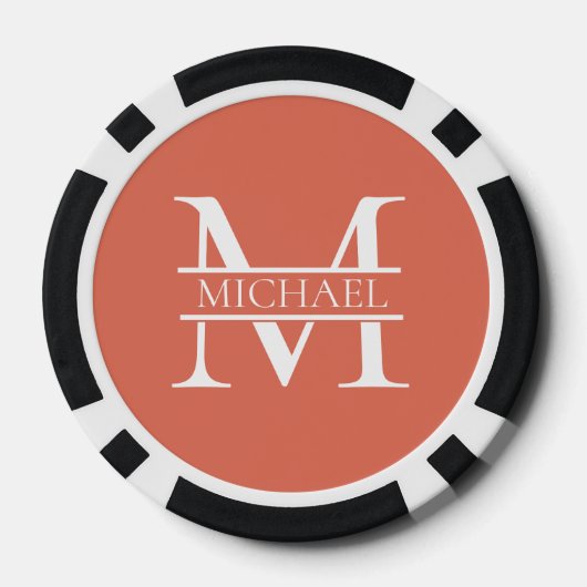 Gepersonaliseerde Elegant Terracotta Monogram en N Poker Chips (Achterkant)