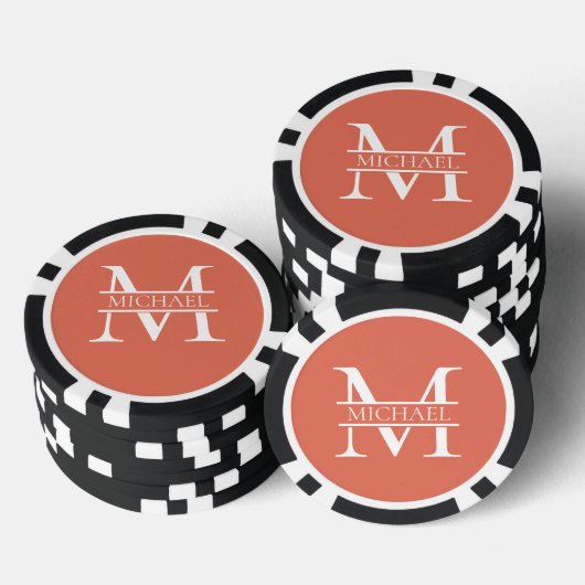 Gepersonaliseerde Elegant Terracotta Monogram en N Poker Chips (Opstapeling)