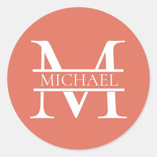 Gepersonaliseerde Elegant Terracotta Monogram en N Ronde Sticker (Voorkant)