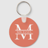 Gepersonaliseerde Elegant Terracotta Monogram en N Sleutelhanger (Voorkant)