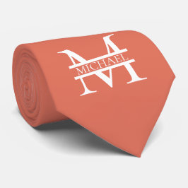 Gepersonaliseerde Elegant Terracotta Monogram en N Stropdas