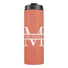 Gepersonaliseerde Elegant Terracotta Monogram en N Thermosbeker