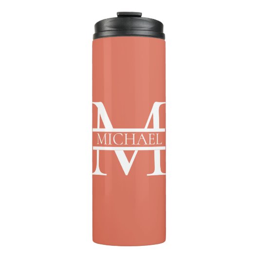 Gepersonaliseerde Elegant Terracotta Monogram en N Thermosbeker (Voorkant)