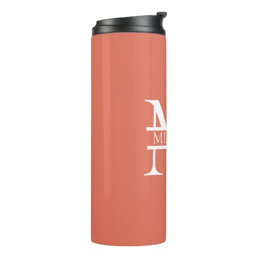 Gepersonaliseerde Elegant Terracotta Monogram en N Thermosbeker (Gedraaid links)