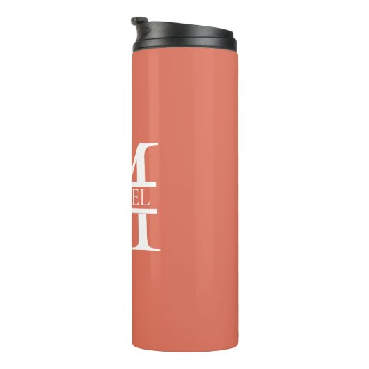 Gepersonaliseerde Elegant Terracotta Monogram en N Thermosbeker (Geroteerd rechts)