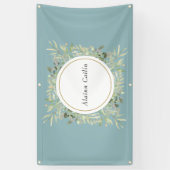Gepersonaliseerde Elegant Waterverf Greenery Folia Spandoek (Verticaal)