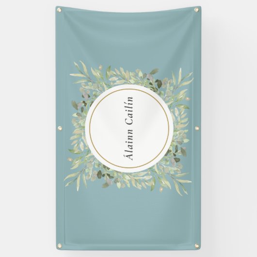 Gepersonaliseerde Elegant Waterverf Greenery Folia Spandoek