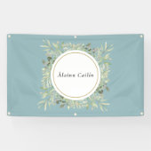 Gepersonaliseerde Elegant Waterverf Greenery Folia Spandoek (Horizontaal)