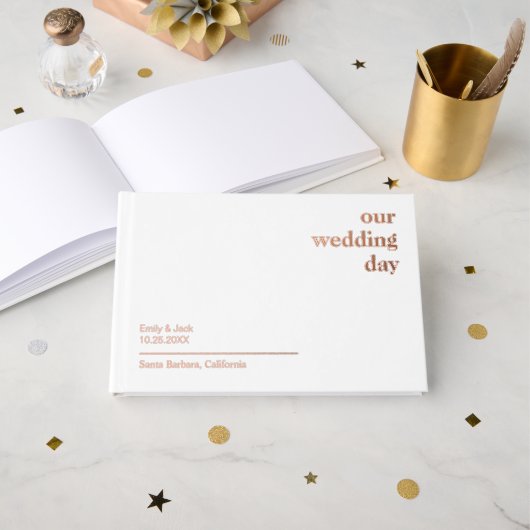 Gepersonaliseerde Elegant Wedding Receptie Verlovi Gastenboek (Voorkant open)