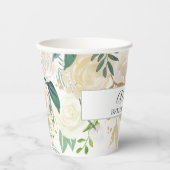 Gepersonaliseerde Elegant White Gold Floral Greene Papieren Bekers (Voorkant)