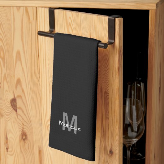 Gepersonaliseerde Elegant Zwart Chic Theedoek (Derde Gevouwen)