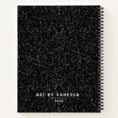Gepersonaliseerde Elegant Zwart Glitter Sketchbook Notitieboek (Achterkant)