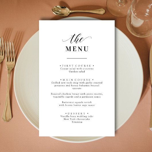 Gepersonaliseerde Elegant Zwart-wit Wedding Menu