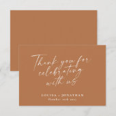 Gepersonaliseerde Elegante Aardse Terracotta bruil Bedankkaart (Voorkant / Achterkant)
