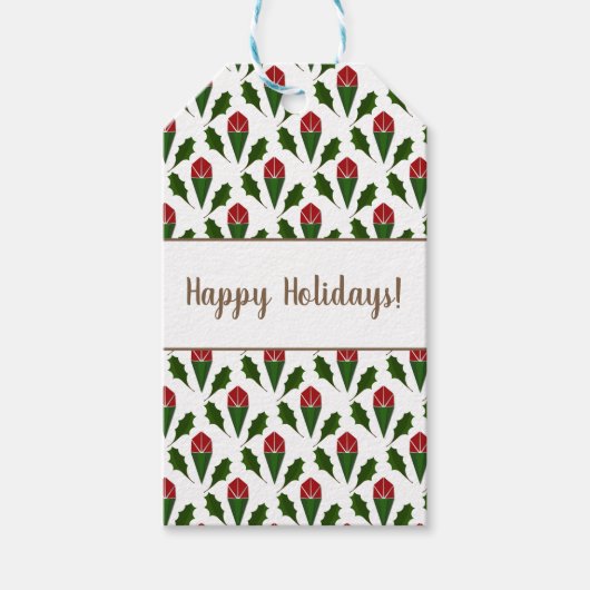 Gepersonaliseerde Elegante Abstracte Rode Rozen & Cadeaulabel (Voorkant)