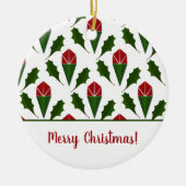 Gepersonaliseerde Elegante Abstracte Rode Rozen en Keramisch Ornament (Voorkant)