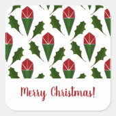 Gepersonaliseerde Elegante Abstracte Rode Rozen en Vierkante Sticker (Voorkant)