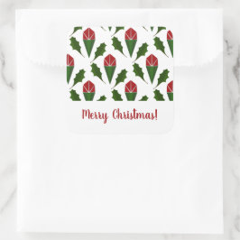 Gepersonaliseerde Elegante Abstracte Rode Rozen en Vierkante Sticker