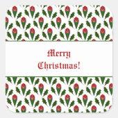 Gepersonaliseerde Elegante Abstracte Rode Rozen en Vierkante Sticker (Voorkant)