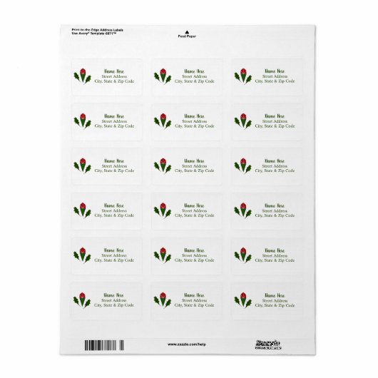 Gepersonaliseerde Elegante Abstracte Rode Rozen, H Etiket (Full Sheet)