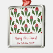 Gepersonaliseerde Elegante Abstracte Rode Rozen &  Metalen Ornament (Links)