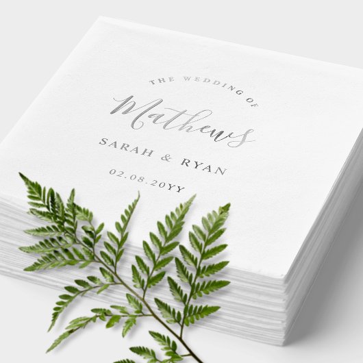 Gepersonaliseerde elegante achternaam bruiloft folie servetten