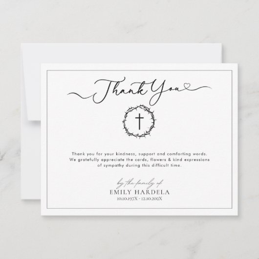 Gepersonaliseerde elegante begrafenis bedankkaart (Voorkant)
