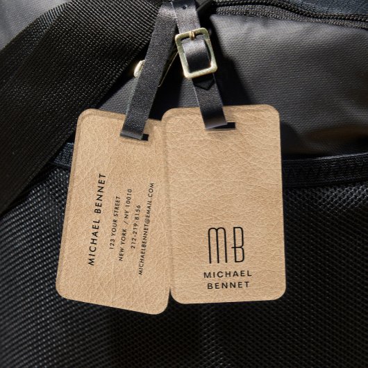 gepersonaliseerde elegante beige bagagelabel