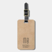 gepersonaliseerde elegante beige bagagelabel (Voorkant verticaal)