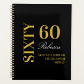 Gepersonaliseerde Elegante Black & Gold 60ste verj Planner (Voorkant)