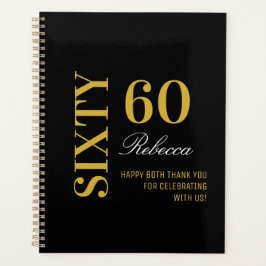Gepersonaliseerde Elegante Black & Gold 60ste verj Planner