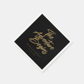 Gepersonaliseerde Elegante Black & Gold bruiloft c Servet (Hoek)