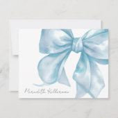 Gepersonaliseerde Elegante Blauwe Boog Naam Monogr Notitiekaartje (Voorkant)