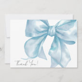 Gepersonaliseerde Elegante Blauwe Bow Dank u Bedankkaart (Voorkant)
