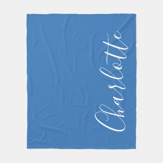 Gepersonaliseerde elegante blauwe minimalistische  fleece deken (Voorkant)