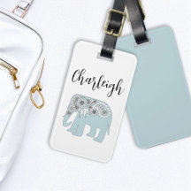 Gepersonaliseerde Elegante Blauwe Paisley Olifant