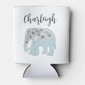 Gepersonaliseerde Elegante Blauwe Paisley Olifant Blikjeskoeler (Voorkant)