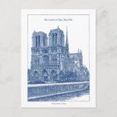 Gepersonaliseerde Elegante Blauwe Retro Notre Dame Briefkaart (Voorkant)